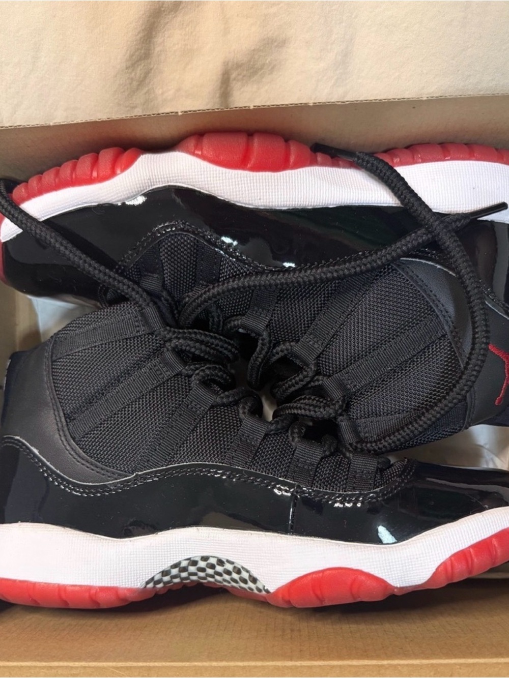 Jordan Boys Black and Red High-Top Sneakers - Picture 1 of 4